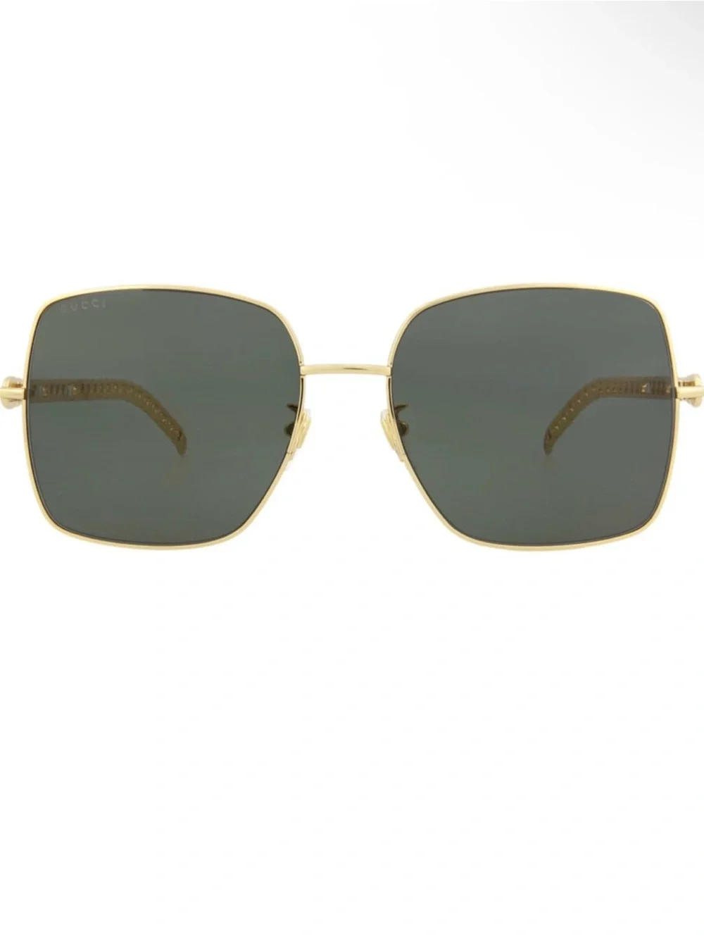 Gucci Gold Metal Square Sunglasses with Dark Gray Lenses